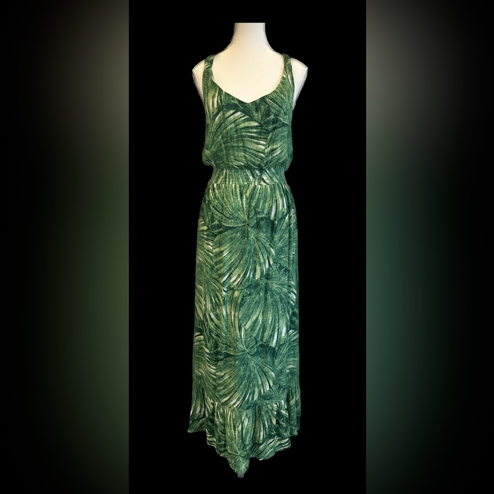 C & C California. Green tropical palm leaf maxi dress. Size 6